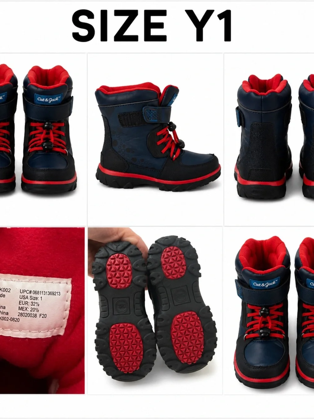 Wonder Nation Insulated Snow Boots – Blue/Red – Youth Size 1